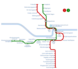 The Norrköping tramway network in 2008