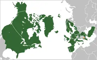 Map indicating locations of NATO and North Macedonia