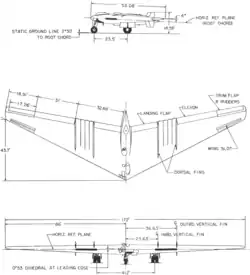 3-view line drawing of the Northrop YB-49