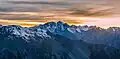 The Nuns Veil centred on skyline, viewed from Mueller Hut