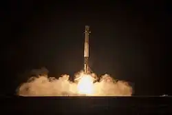 A Falcon 9 first stage landing at Cape Canaveral LZ-1