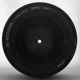 Minimum aperture of the Noctricron 42.5&nbsp;mm (F-number 16)
