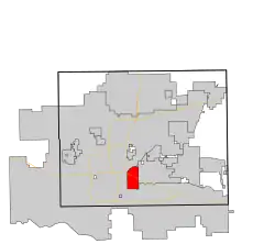 Location in Oklahoma County and the state of Oklahoma.