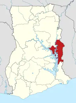 Location of Oti Region in Ghana