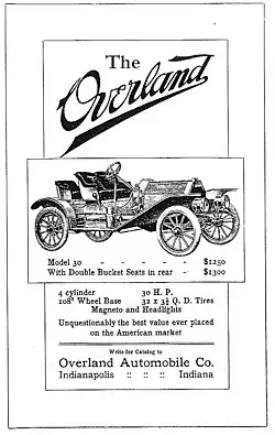1909 Overland Automobile Advertisement