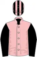 Pink, black sleeves, striped cap