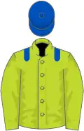 Lime green, royal blue epaulets and cap