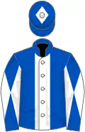 Royal blue, white stripe, diabolo on sleeves, diamond on cap