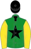 Green, black star and cap, yellow sleeves