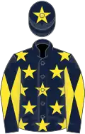 Dark blue, yellow stars, diabolo on sleeves and star on cap