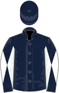 Dark blue, white diabolo on sleeves, dark blue cap