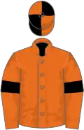 Orange, black armlets, quartered cap
