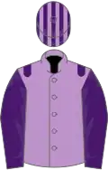 Mauve, purple epaulets and sleeves, striped cap