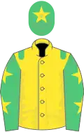 Yellow, emerald green epaulets, emerald green sleeves, yellow stars, emerald green cap, yellow star