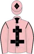 Pink, black cross of lorraine, seams on sleeves, diamond on cap