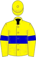 Lemon, blue hoop on body and sleeves, lemon cap