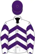 White, purple chevrons and cap