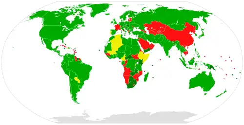 Map of states' adoption of the Partial Test Ban Treaty