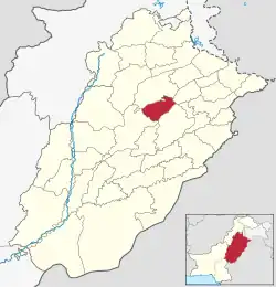 Map of Punjab with Chiniot District highlighted
