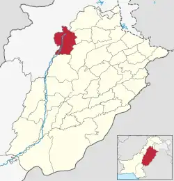 Mianwali District highlighted within Punjab Province