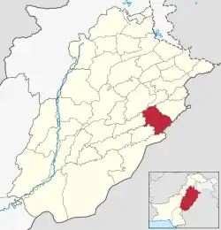 Location of Okara in Punjab.