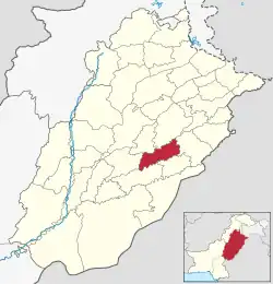 Location of Sahiwal in Punjab