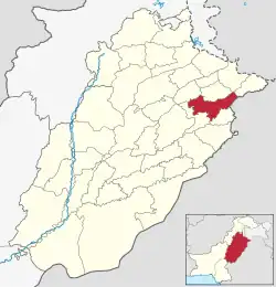 Map of Sheikhupura District highlighted