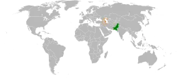Map indicating locations of Pakistan and Azerbaijan