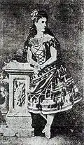 Ekaterina Vazem in the title role of Petipa's revival of Paquita. St. Petersburg, 1881