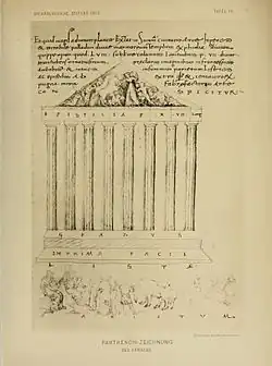 Gravure ancienne d'un temple