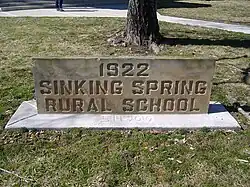 Cornerstone of the former Sinking Spring High School outside of Community Center, set in place May 14, 2010