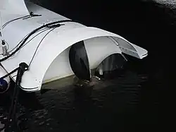 View of the surface piercing propeller.
