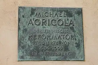 Plaque to Agricola in Wittenberg