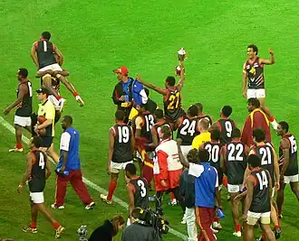 PNG shows the 2008 International Cup to the crowd at the MCG