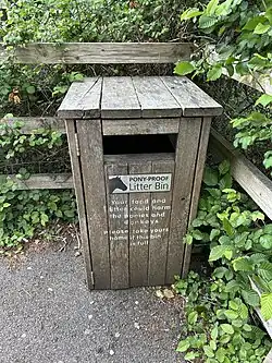 Pony proof litter bin in the New Forest