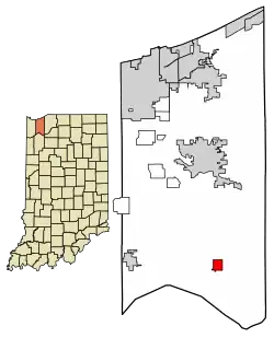 Location of Kouts in Porter County, Indiana.