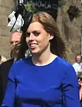 Princess Beatrice of York wearing a black-and-white fascinator