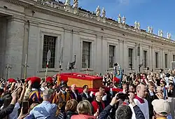 Crowds at Domus Sanctae Marthae following the death and funeral of Pope Francis after 12 years of papacy, marked the 20th anniversary of death and funeral of Pope John Paul II in 2005.