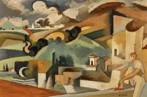 Paysage de Mirmande or Le Guetteur, 1939, oil on canvas, 77.5 x 104.5&nbsp;cm, private collection