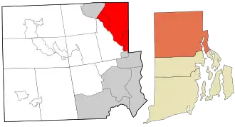 Location in Providence County and the state of Rhode Island.