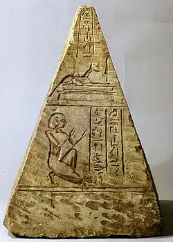 Pyramidion of Iufaa; 664–525&nbsp;BC; painted limestone; height: 36&nbsp;cm; Metropolitan Museum of Art (New York City)
