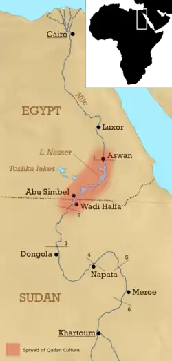 Image 1Location of the Qadan culture (from Prehistoric Egypt)