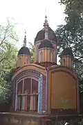 Shyambazar: Radha Damodar temple (in picture) with terracotta relief, pancha ratna temple of Das family, built in 1790, with terracotta work, and Bhuvaneswar Shiva temple.