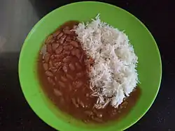 Kidney Beans or Rajma simmered in a gravy of onions and tomatoes on rice