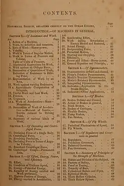 Table of contents to A Manual of the Steam Engine and Other Prime Movers (1859)