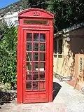 British-style red telephone box