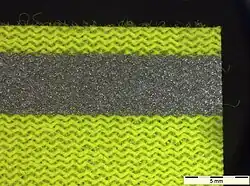 Retroreflective material in light microscope, magnification 3.5 ×