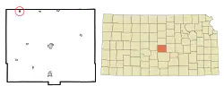 Location within Rice County and Kansas