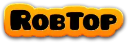 RobTop, written in round black latters with an orange outline