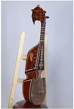 Iran. Robab, upper sound chamber covered with wood, top has frets